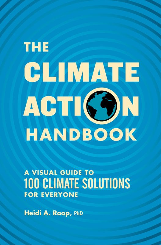 Blue cover of Heidi Roop's "The Climate Action Handbook"

