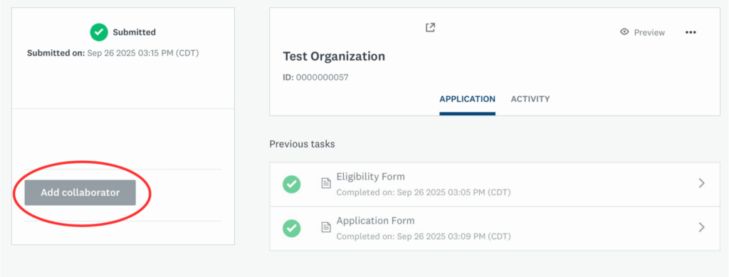 screenshots of where to add fiscal agent as a collaborator