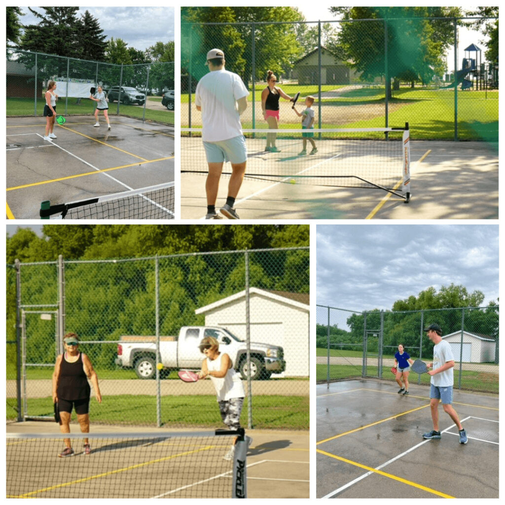 collage of people playing pickleball