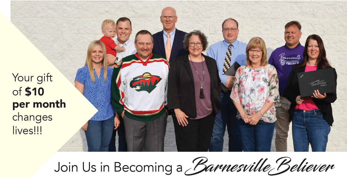 Join us in Becoming a Barnesville Believer. $10 a month changes lives.