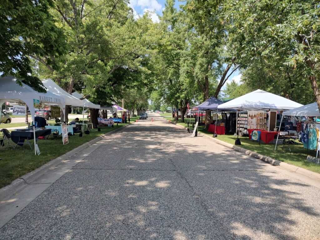 tents and tables set up at outdoor event