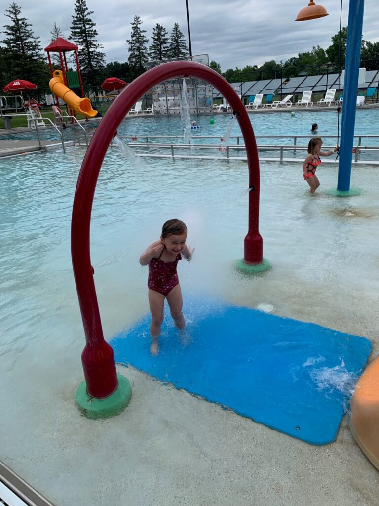 Child playing in waterpark